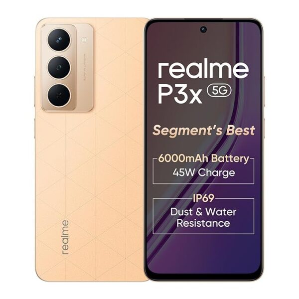realme P3x 5G Smartphone 8+128GB Stellar Pink,6.72-inch Screen,120Hz Display,6000mAh Battery,45W SuperVOOC, 50MP Camera, MediaTek Dimensity 6400 Processor, IP64